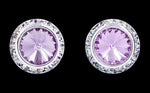 #12537 Light Amethyst 16mm Rondel with Rivoli Button Earrings Earrings - Button Rhinestone Jewelry Corporation