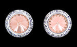 #12537 Peach 16mm Rondel with Rivoli Button Earrings Earrings - Button Rhinestone Jewelry Corporation