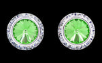 #12537 Peridot 16mm Rondel with Rivoli Button Earrings