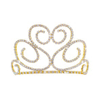 #16738G - Flowing Heart Tiara with Combs - 3.5" Gold