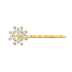 #17248G Crystal Flower Bobbie Pin - Gold