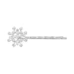 #17248S Crystal Flower Bobbie Pin - Silver