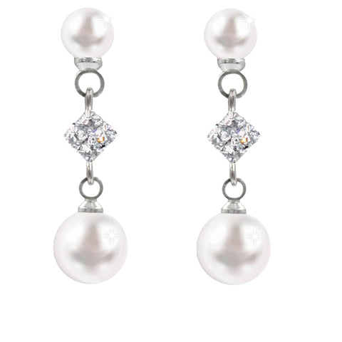 17500 Timeless Radiance: Pearl and Diamond Drop Earrings