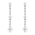 #17504 - Graceful Allure: Long Pearl and Crystal Earrings