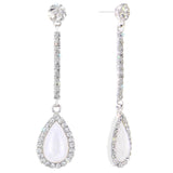 17507 - Teardrop Pearl and Crystal Elegance Dangle Earrings Earrings - Dangle Rhinestone Jewelry Corporation