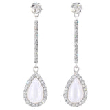 17507 - Teardrop Pearl and Crystal Elegance Dangle Earrings Earrings - Dangle Rhinestone Jewelry Corporation