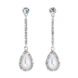 17507 - Teardrop Pearl and Crystal Elegance Dangle Earrings