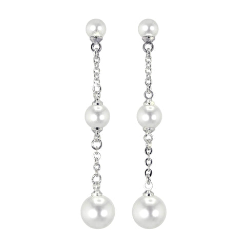 #17508 - Simple Triple Graduated Pearl Drop Earrings