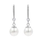 #17523 Royal Elegance Pearl Drop CZ Earring - Silver