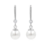 #17523 Royal Elegance Pearl Drop CZ Earring - Silver Earrings - Dangle Rhinestone Jewelry Corporation