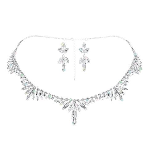 #17524 - Radiant Elegance: Crystal Leaf Necklace and Earring Set