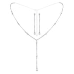 17532 - Delicate Pearl Drop Lariat Necklace and Earring Set