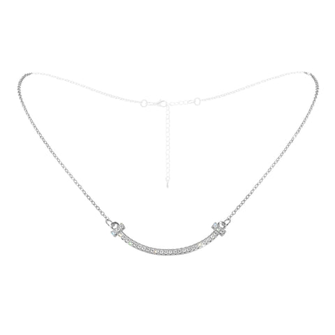 #17606S - Smile Necklace - Silver Plated Necklace Sets - Low price Rhinestone Jewelry Corporation