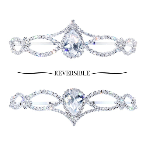 #17612- Crystal Woodland Royal Reversible Tiara with Rings - 1.5" Tall Tiaras up to 1" Rhinestone Jewelry Corporation