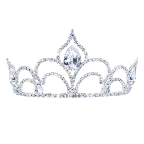 #17614- The Amour Tiara with Combs - 3" Tall Tiaras up to 2" Rhinestone Jewelry Corporation