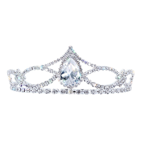 #17618- Renaissance Royalty Tiara with Combs - 1.75" Tall Tiaras up to 2" Rhinestone Jewelry Corporation