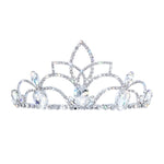 #17619 Princess Fleur Tiara with EXPANDED Motif with Combs - 2 3/8" Tiaras up to 3" Rhinestone Jewelry Corporation