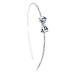 #17622 - Fancy Heart and Bow Headband - Silver Plated Headbands Rhinestone Jewelry Corporation