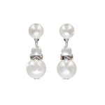 #9879 - Simulated White Pearl and Rhinestone Spacer Earring