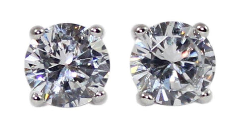 #16310- Weiss CZ Stud Earrings - 6mm Earrings - Button Rhinestone Jewelry Corporation
