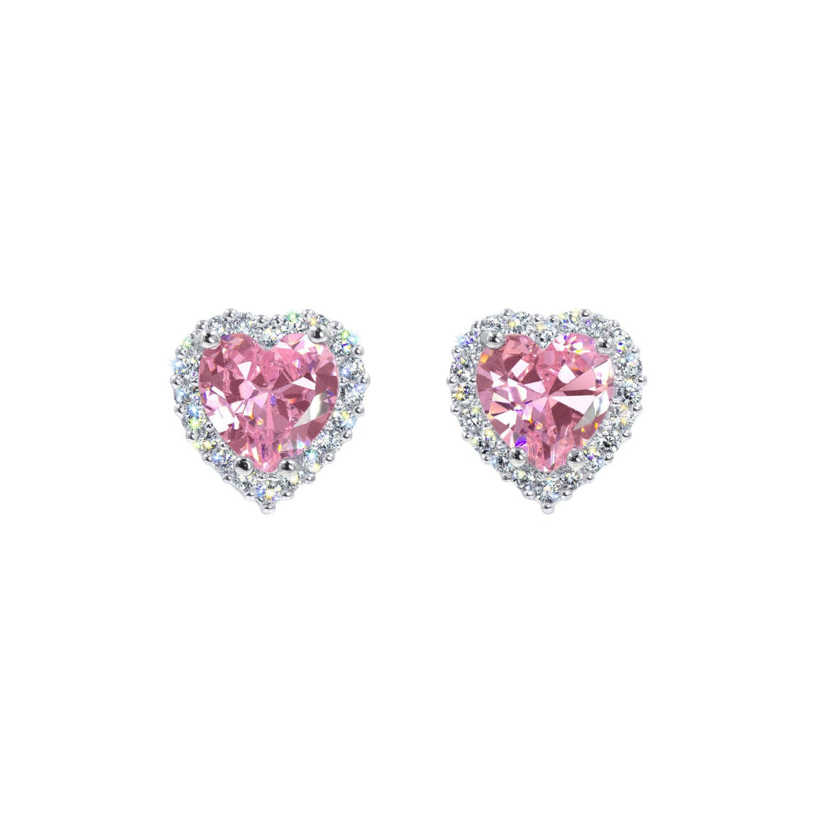 #17447 -Captivating Hearts Halo-Set CZ Button Earrings