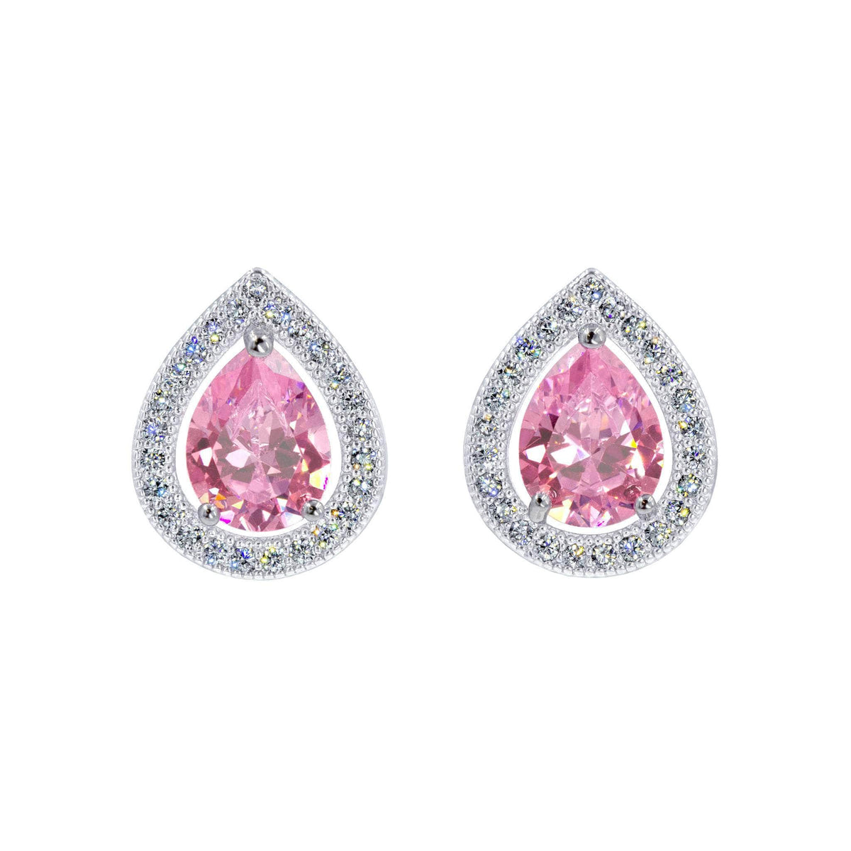 #17448 - Teardrop Brilliance Halo-Set Pear Shape Stud Earrings