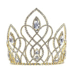 Tiaras & Crowns up to 6" #16650G Vaulted Navette Tiara with Combs 5" - Gold