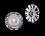 18mm Rondel Button with Imitation Pearl Center - 11789/18mm (Limited Supply) Buttons - Round Rhinestone Jewelry Corporation