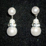 #9879 - Simulated White Pearl and Rhinestone Spacer Earring Pearl Neck & Ears Rhinestone Jewelry Corporation